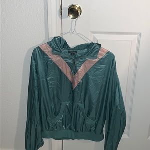 Old school polyester mid zip jacket
